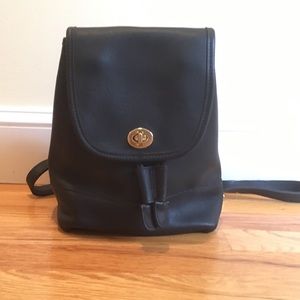 Coach Black Leather Backpack